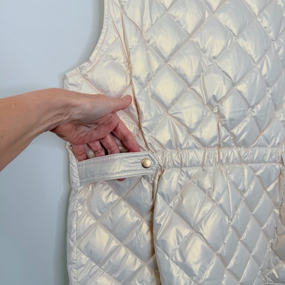 TALBOTS QUILTED DOWN PUFFER VEST PEARLIZED CLOUD Outdoor Size Large - Picture 7 of 11